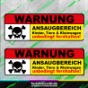 2x Warnung Ansaugbereich Aufkleber Sticker