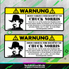 2x Warnung! Chuck Norris Aufkleber Sticker [Deutsch]